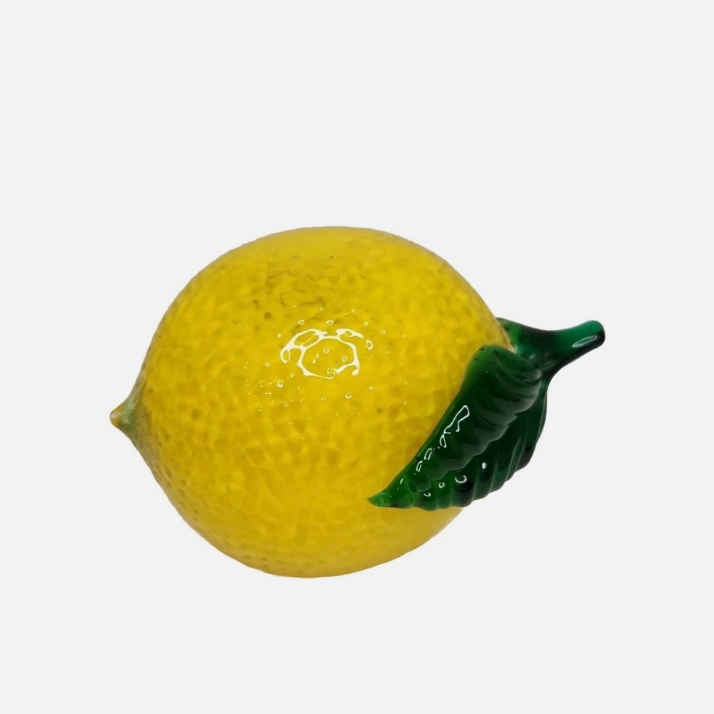 Lenox yellow green glass paperweight lemon citrus fruit home decor